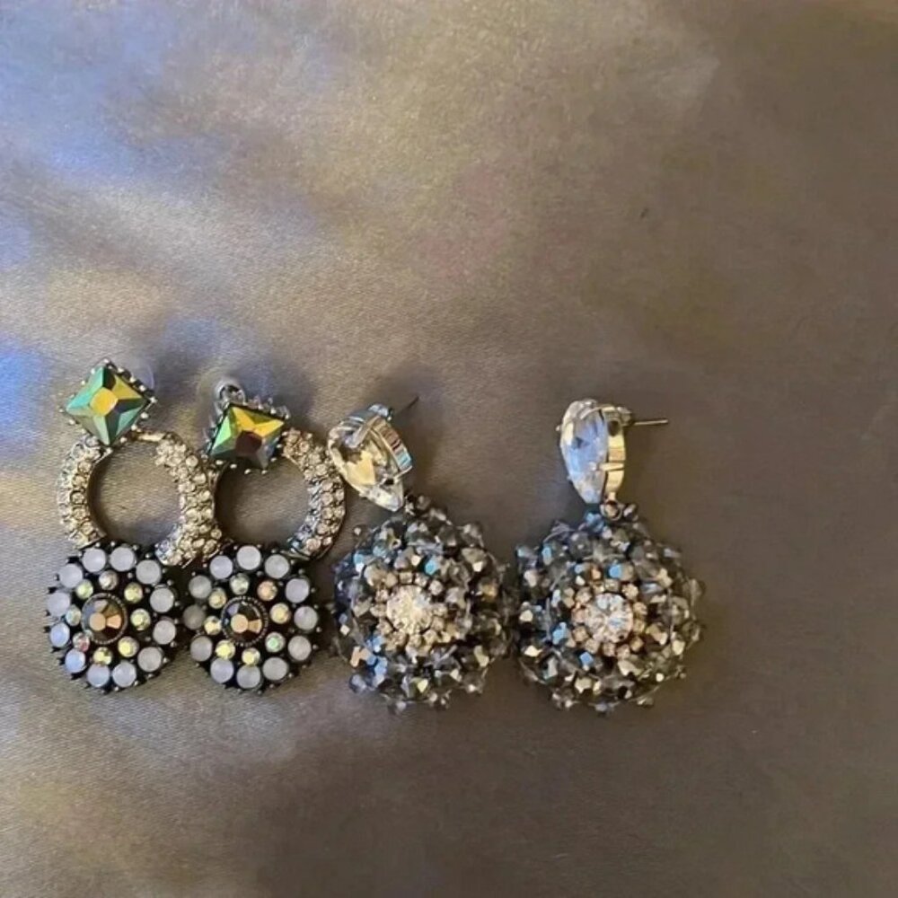 2 pairs of chunky rhinestone style  earrings.
